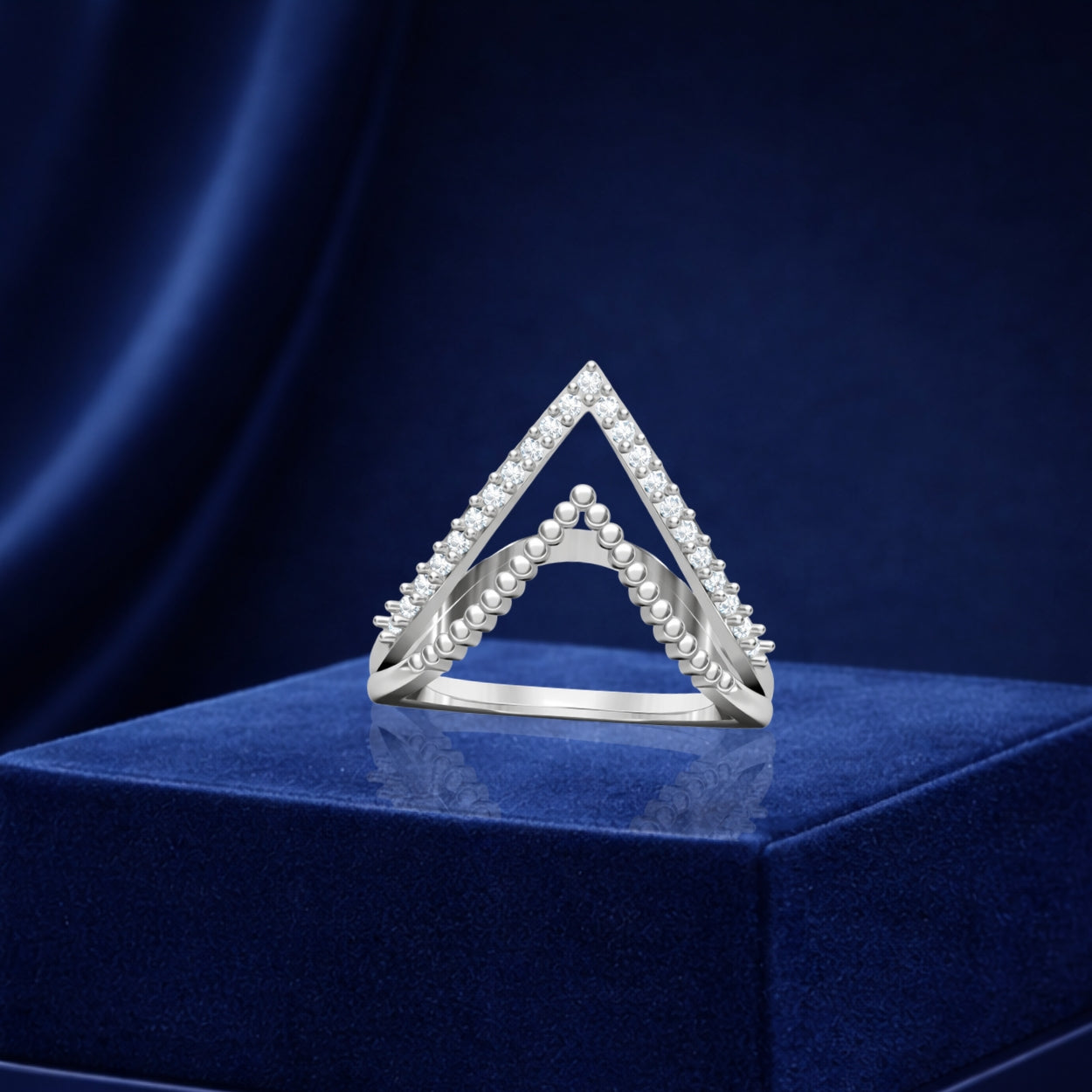 925 sterling silver rings collection for women featuring elegant V-shaped designer silver ring by Sivra Jewels