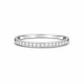 Silver ring with small diamonds on a white background