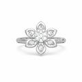 Diamond flower ring on a white background