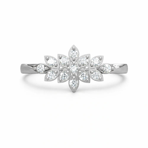 925 Sterling Silver Floral Diamond Cluster Ring for Women – Elegant Daily Wear