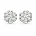 Pair of diamond flower-shaped earrings on a white background