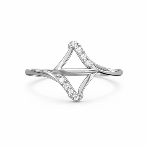 925 Sterling Silver Geometric Diamond Open Ring for Women – Modern Minimal Design