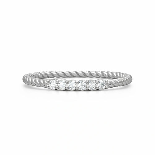 925 Sterling Silver Twisted Diamond Band Ring for Women – Minimal Elegance