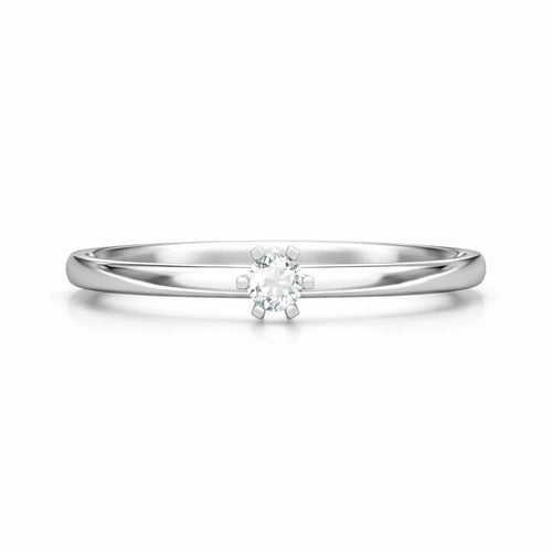 925 Sterling Silver Classic Solitaire Diamond Ring for Women – Minimal Elegance