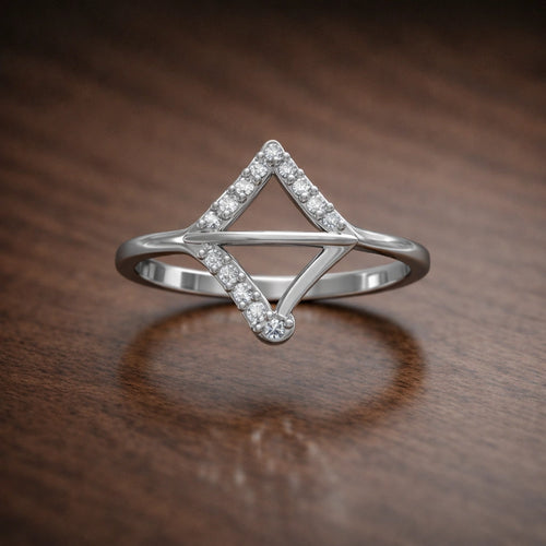925 Sterling Silver Geometric Diamond Open Ring for Women – Modern Minimal Design
