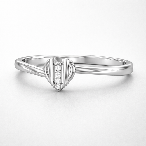 Elegant Heart AD Diamond Ring in 925 Sterling Silver