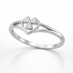 Heart Petal Cluster AD Diamond Ring in 925 Sterling Silver