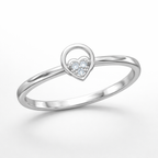 Minimal Heart Circle AD Diamond Ring in 925 Sterling Silver