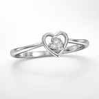 Layered Heart Cluster AD Diamond Ring in 925 Sterling Silver