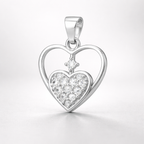 Heart-in-Heart AD Diamond Pendant in 925 Sterling Silver