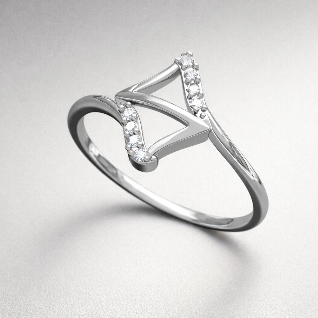 925 Sterling Silver Geometric Diamond Open Ring for Women – Modern Minimal Design
