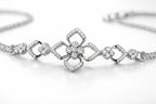 925 Sterling Silver Diamond Chain Bracelet for Women – Elegant Floral