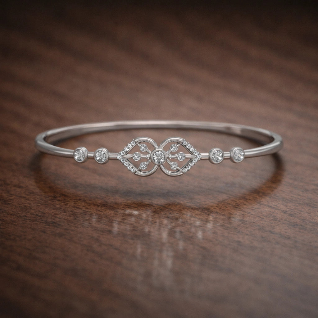 925 Sterling Silver Diamond Motif Bracelet