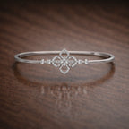 925 Sterling Silver Floral Diamond Bracelet