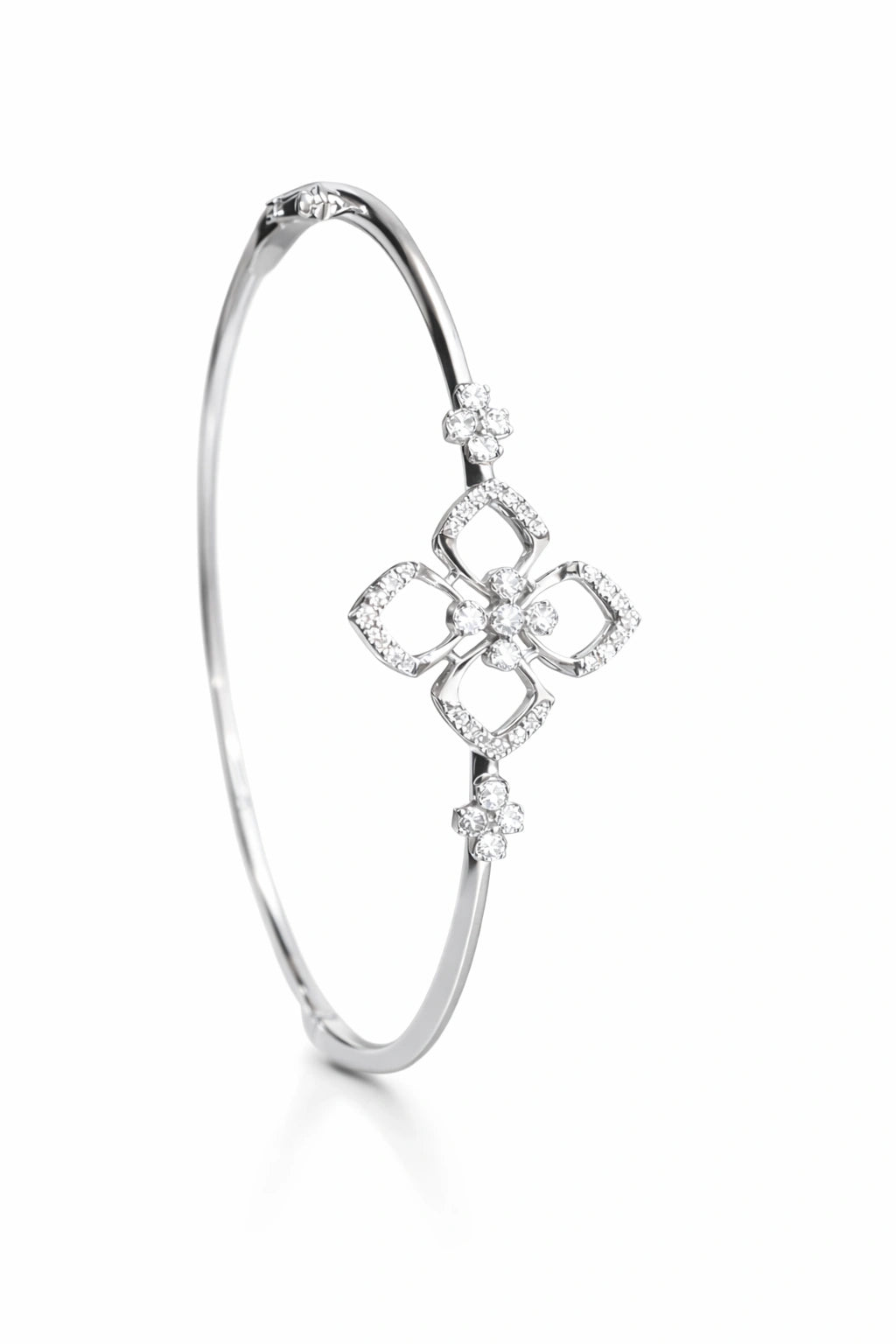 925 Sterling Silver Floral Diamond Bracelet