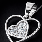 Double Heart AD Diamond Pendant in 925 Sterling Silver