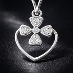 Floral Heart AD Diamond Pendant in 925 Sterling Silver