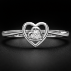 Layered Heart Cluster AD Diamond Ring in 925 Sterling Silver