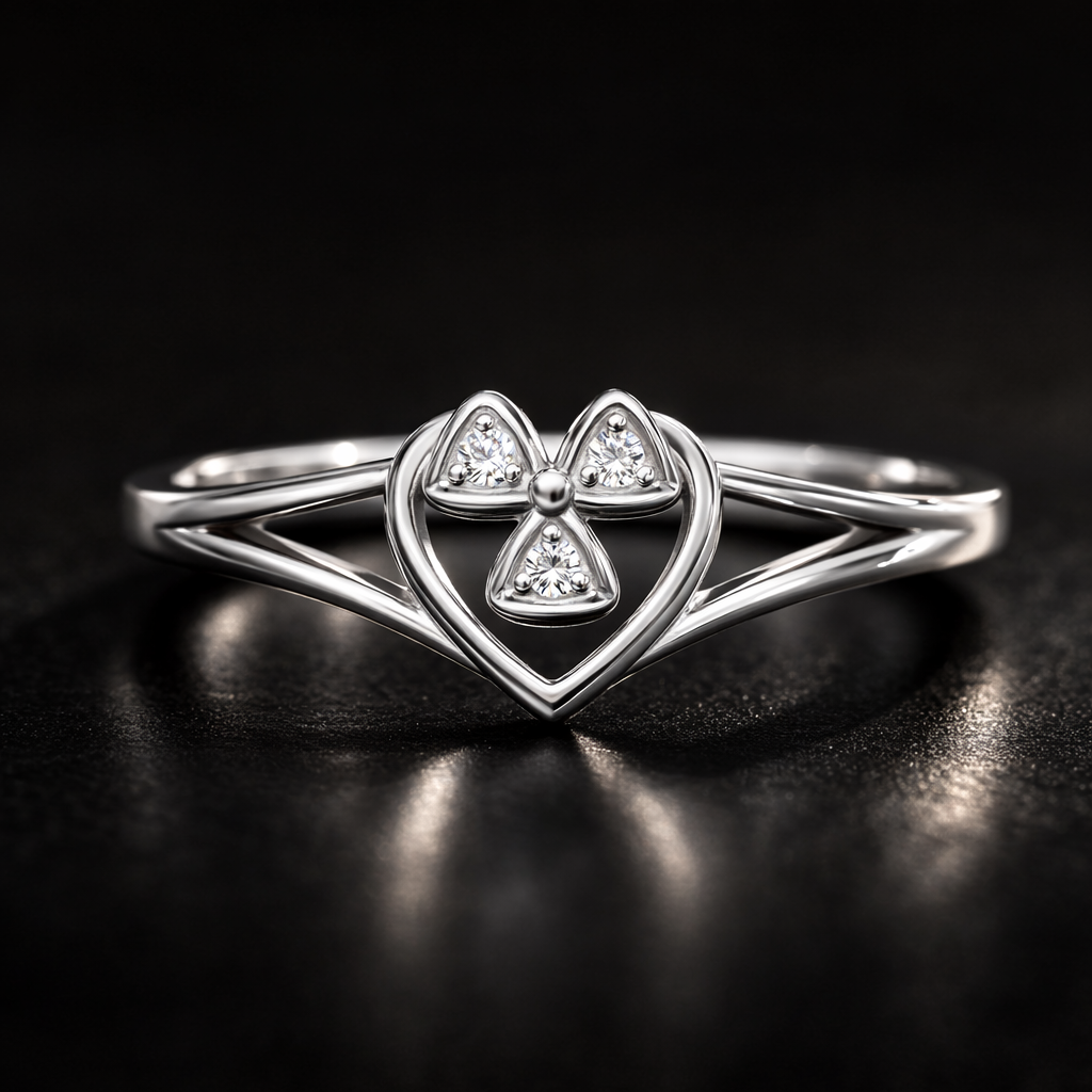Heart Petal Cluster AD Diamond Ring in 925 Sterling Silver