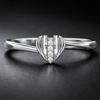 Elegant Heart AD Diamond Ring in 925 Sterling Silver