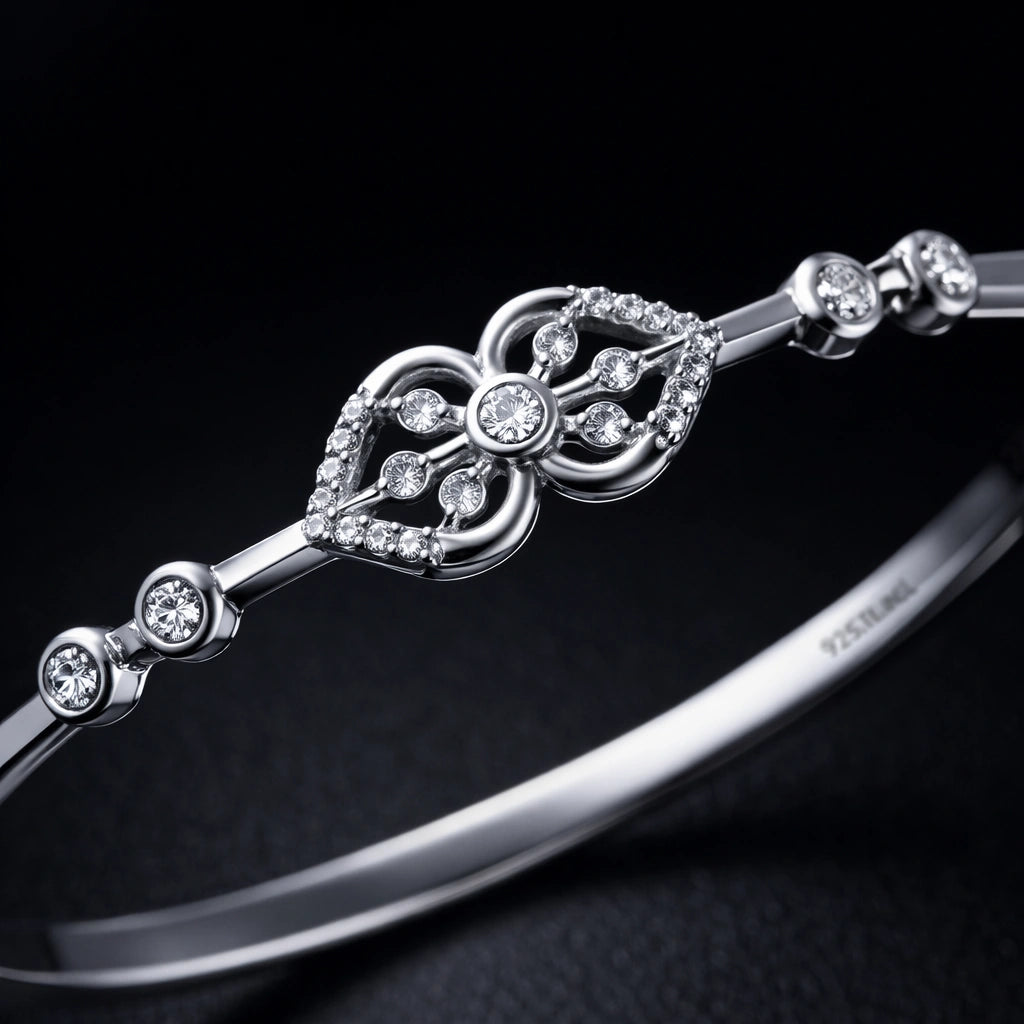 925 Sterling Silver Diamond Motif Bracelet