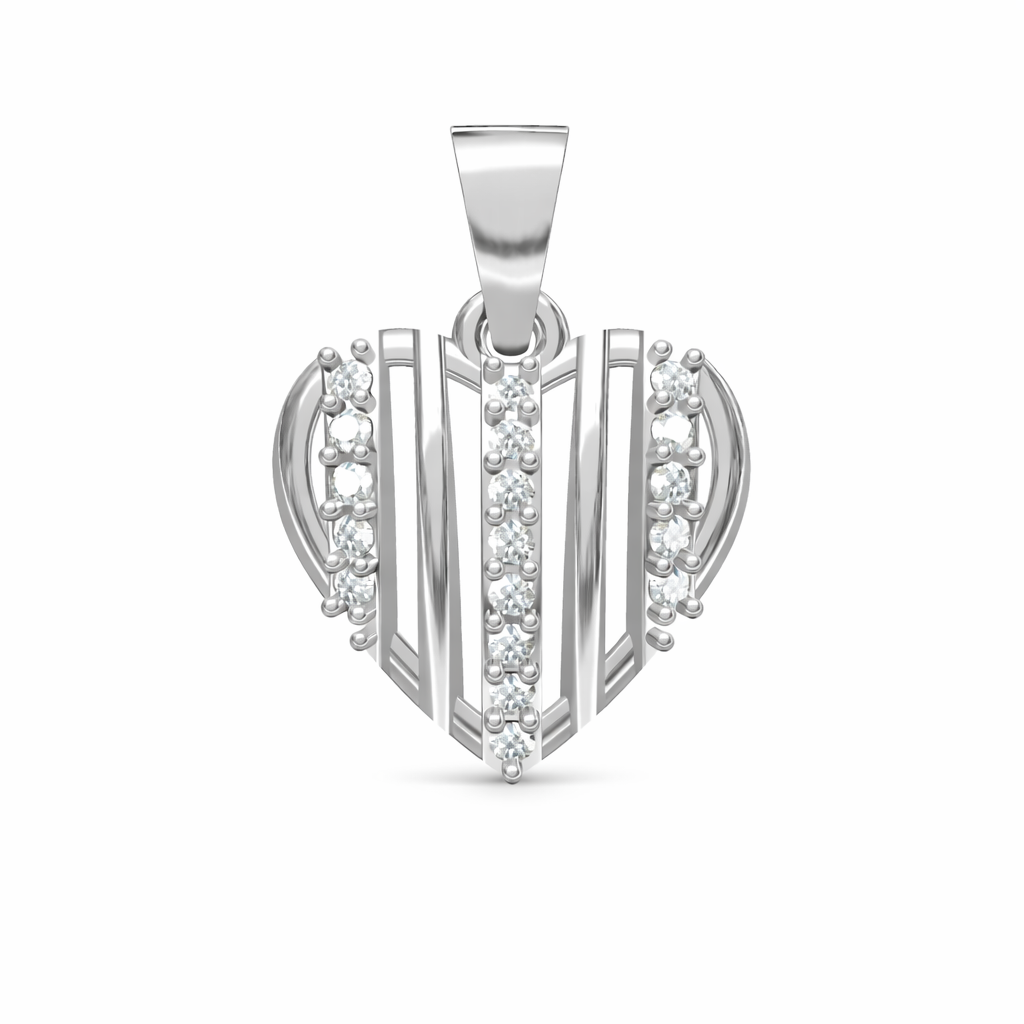 Elegant Heart Shape AD Diamond Pendant in 925 Sterling Silver