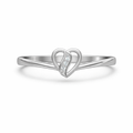 Elegant Double Heart AD Diamond Ring in 925 Sterling Silver