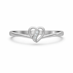 Elegant Double Heart AD Diamond Ring in 925 Sterling Silver