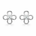 Floral Loop AD Diamond Stud Earrings in 925 Sterling Silver