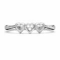 Triple Heart AD Diamond Ring in 925 Sterling Silver