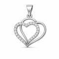 Double Layer Heart AD Diamond Pendant in 925 Sterling Silver