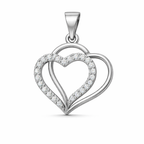 Double Layer Heart AD Diamond Pendant in 925 Sterling Silver