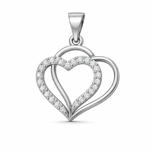 Double Layer Heart AD Diamond Pendant in 925 Sterling Silver