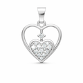 Heart-in-Heart AD Diamond Pendant in 925 Sterling Silver