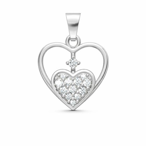 Heart-in-Heart AD Diamond Pendant in 925 Sterling Silver