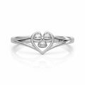 Heart Petal Cluster AD Diamond Ring in 925 Sterling Silver