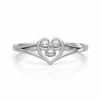 Heart Petal Cluster AD Diamond Ring in 925 Sterling Silver
