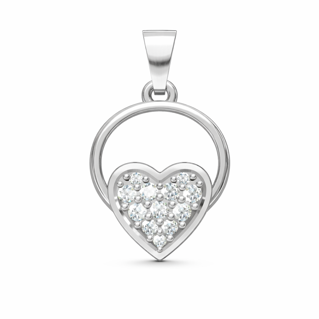 Round Loop Heart AD Diamond Pendant in 925 Sterling Silver