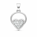 Round Loop Heart AD Diamond Pendant in 925 Sterling Silver
