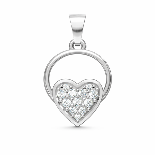 Round Loop Heart AD Diamond Pendant in 925 Sterling Silver