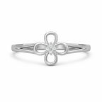 Elegant Floral AD Diamond Ring in 925 Sterling Silver