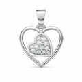 Double Heart AD Diamond Pendant in 925 Sterling Silver