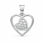 Double Heart AD Diamond Pendant in 925 Sterling Silver