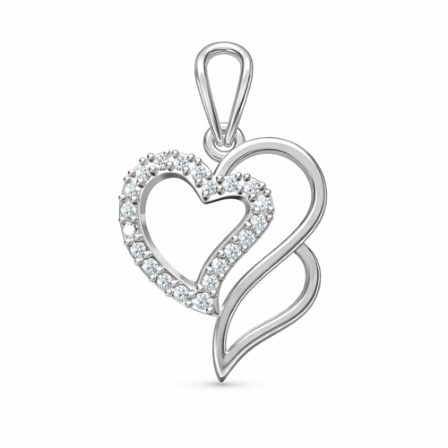 Elegant Double Heart Curve AD Diamond Pendant in 925 Sterling Silver
