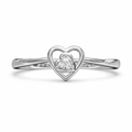 Layered Heart Cluster AD Diamond Ring in 925 Sterling Silver