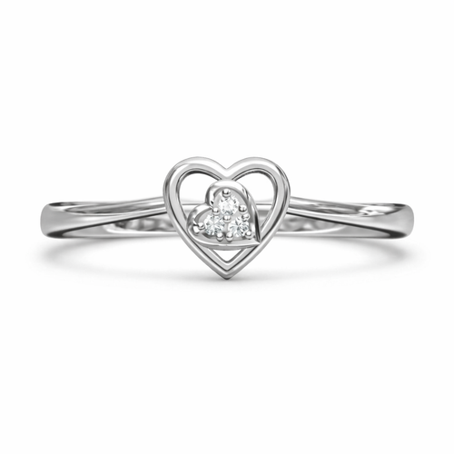 Layered Heart Cluster AD Diamond Ring in 925 Sterling Silver