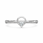 Minimal Heart Circle AD Diamond Ring in 925 Sterling Silver