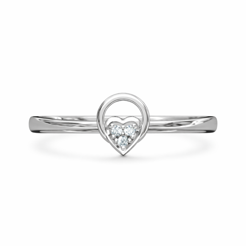Minimal Heart Circle AD Diamond Ring in 925 Sterling Silver