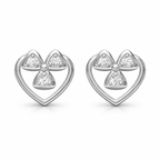 Heart Clover Cluster AD Diamond Stud Earrings in 925 Sterling Silver