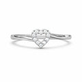 925 Sterling Silver Heart-Shaped Diamond Studded Ring for Women – Elegant Open Heart Design